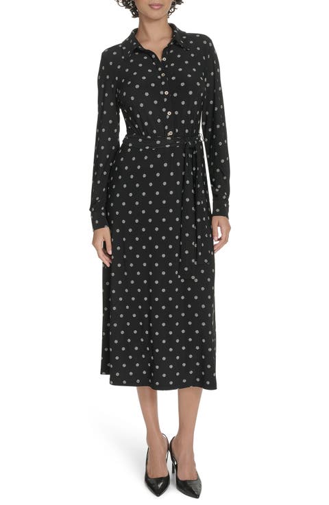 Long Sleeve Tie Waist Shirtdress