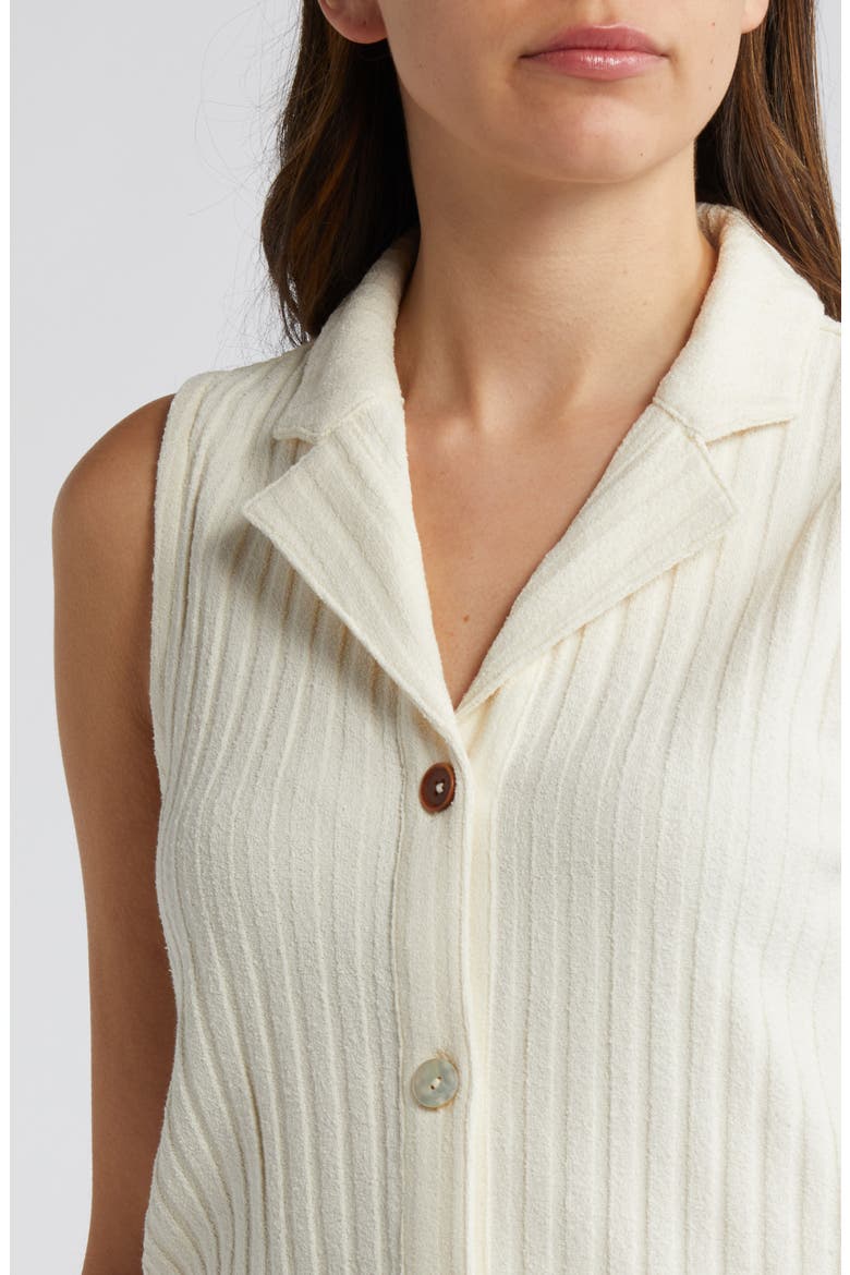 Mixed Button Rib Polo Tank, Alternate, color, ANTIQUE CREAM