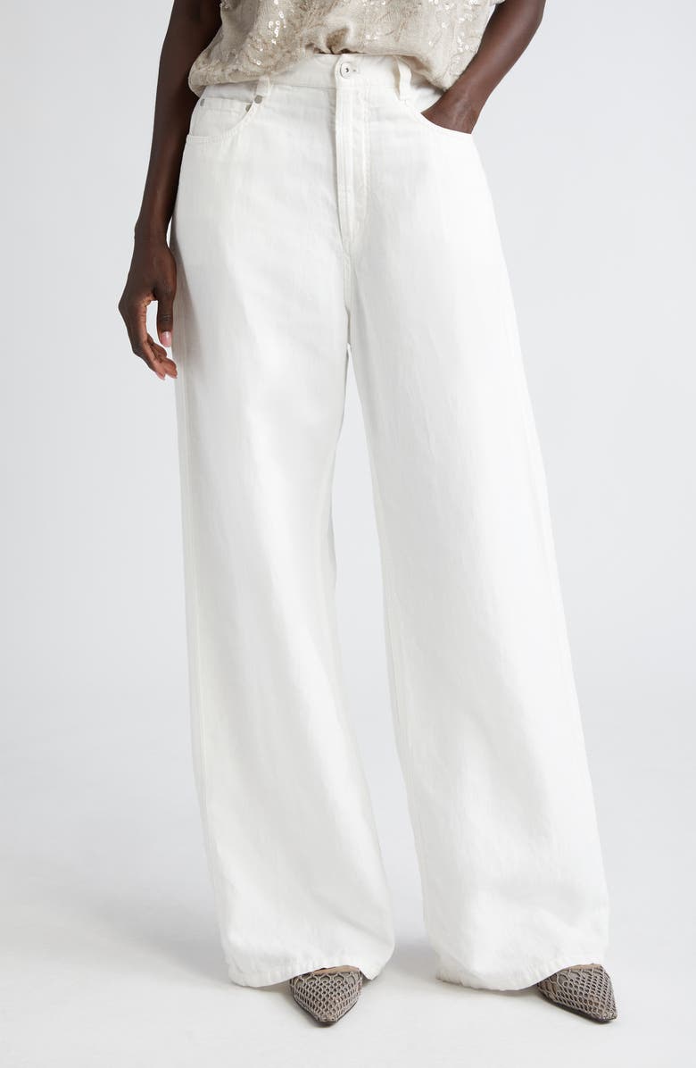 Brunello Cucinelli Garment Dye Cotton & Linen Pants, Main, color,