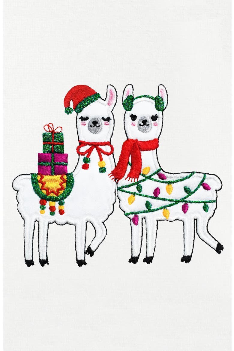 2-Piece Holiday Llamas Turkish Cotton Hand Towel Set, Alternate, color, WHITE