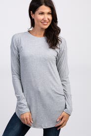 PinkBlush Long Sleeve Round Hem Textured Top