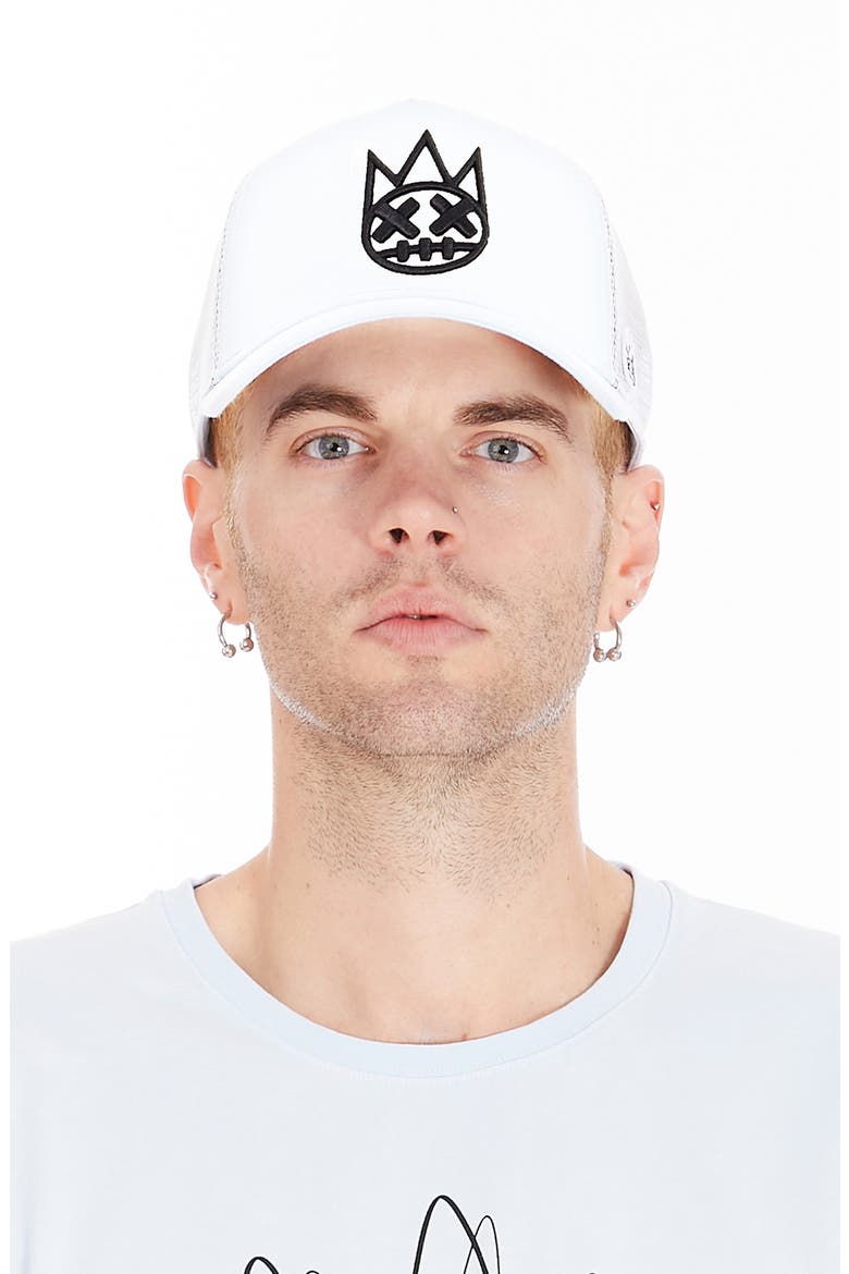 Embroidered Logo Trucker Hat, Alternate, color, WHITE