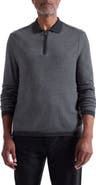 Bugatchi Long Sleeve Merino Wool Quarter Zip Polo Sweater
