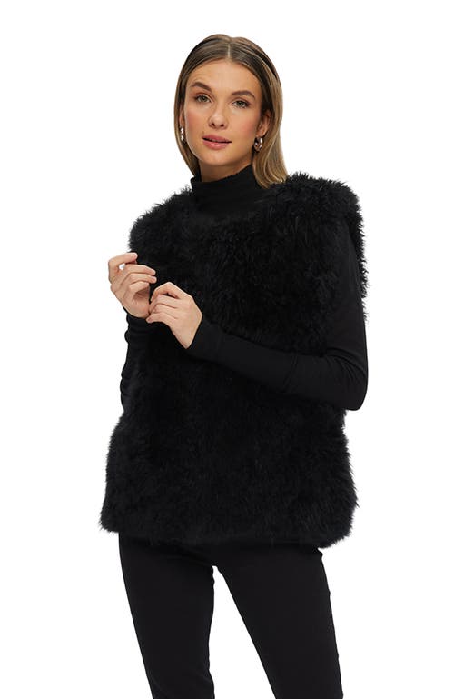 Gorski Cashmere Goat Fur Collarless Vest In Black
