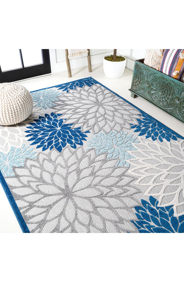 JONATHAN Y Minori Floral High-Low Indoor/Outdoor Area Rug, Alternate, color, Blue/Gray