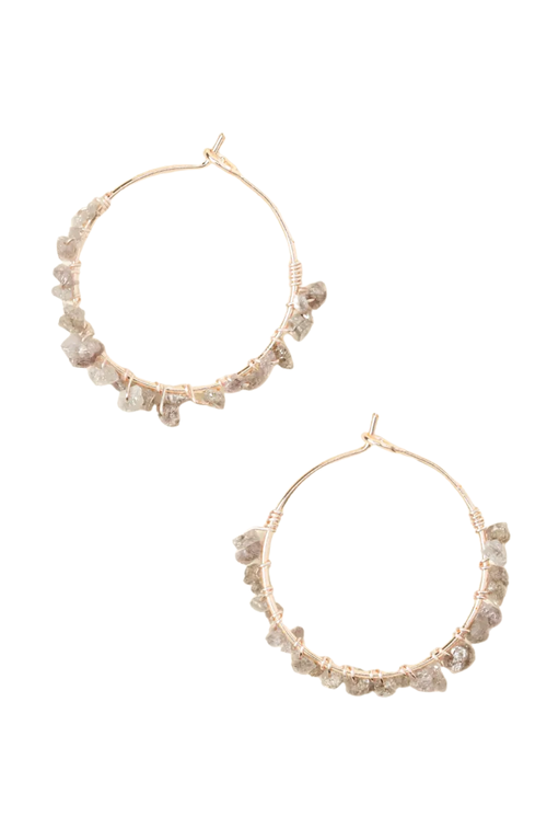 Uncommon Goods Rough Diamond Hoop Earrings In Gold