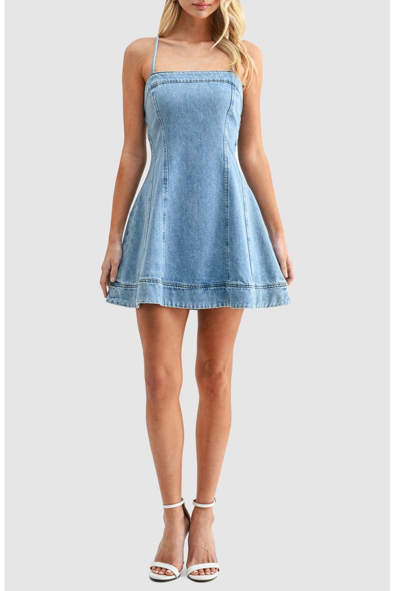 Denim Minidress, Main, color, DENIM