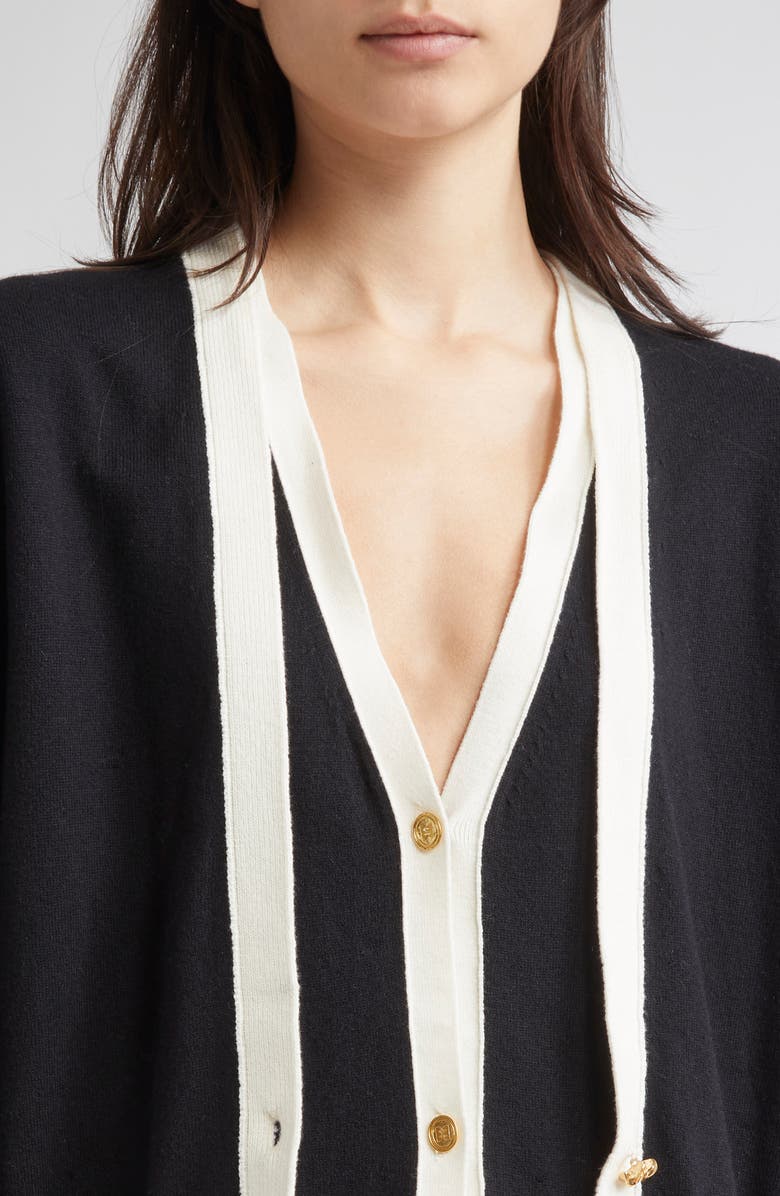 EENK Layered Wool & Cotton Cardigan, Alternate, color, Black