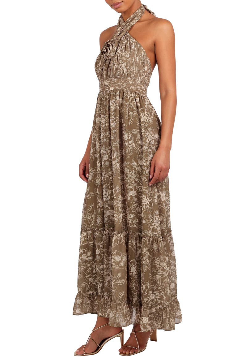 Lennon Floral Halter Gown, Alternate, color, OLIVE FLORAL