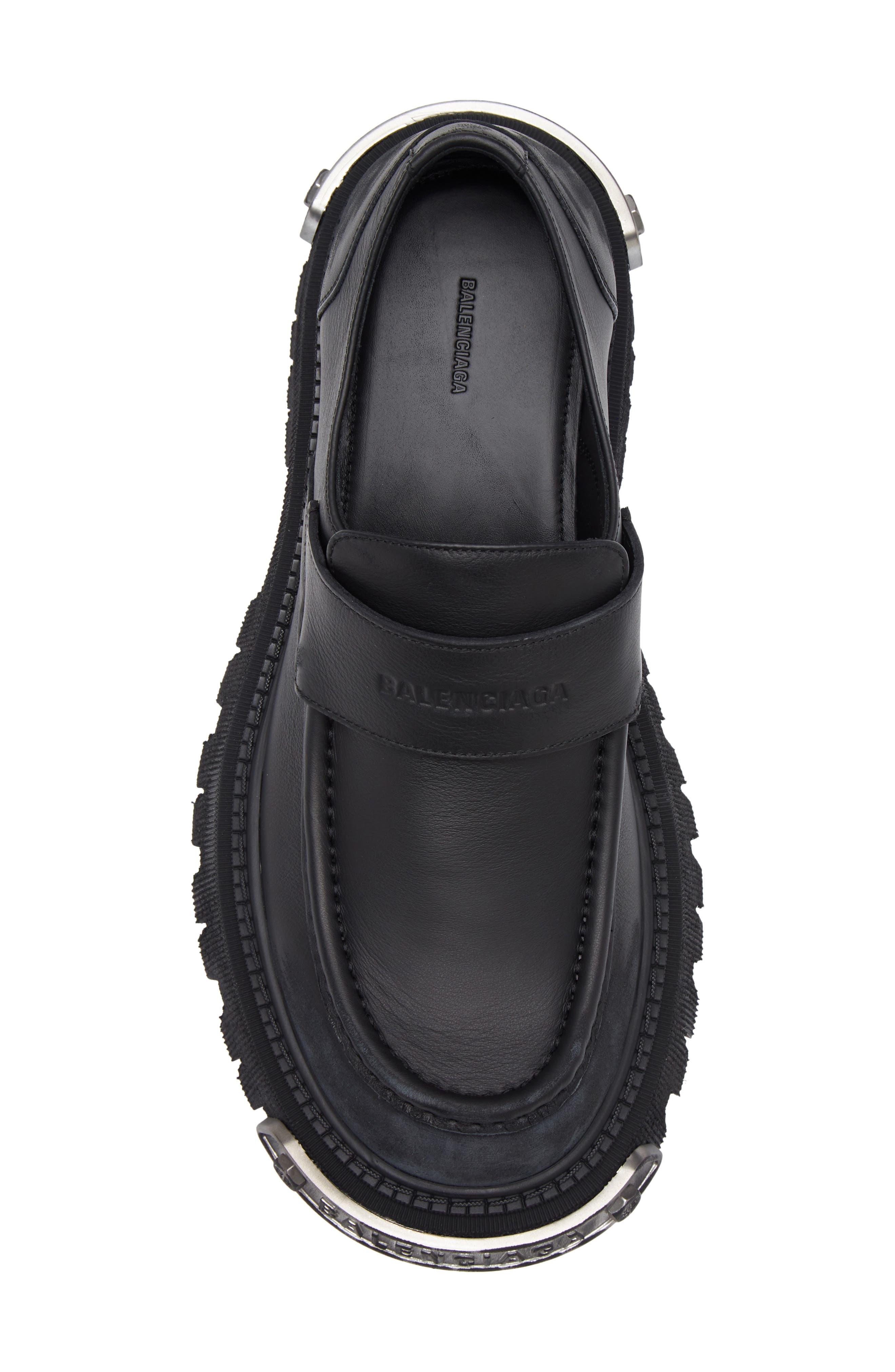 Tractor Lug Sole Loafer, Alternate, color, BLACK/ SILVER