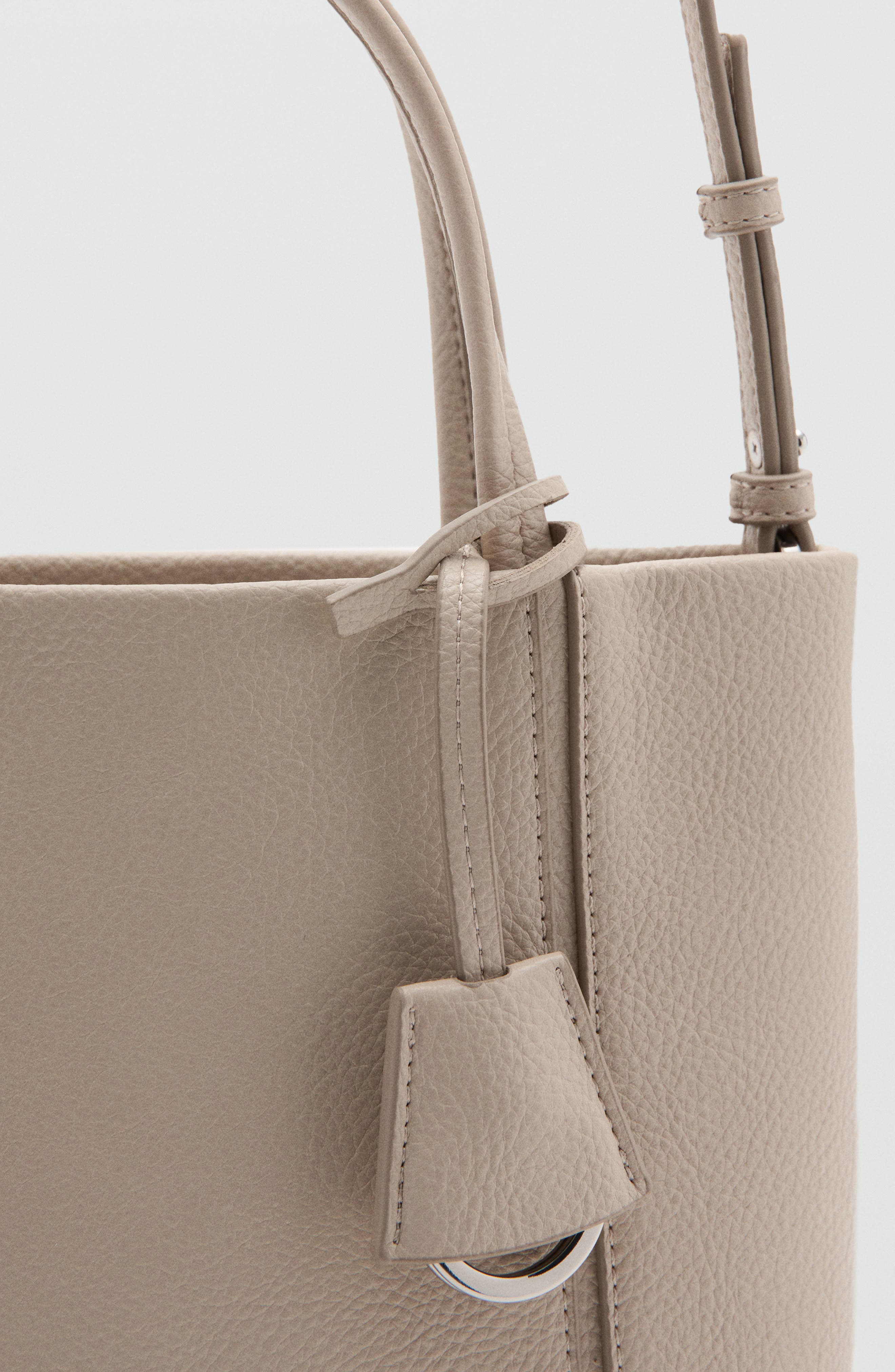MANGO Mini Faux Leather Tote, Alternate, color, Off White