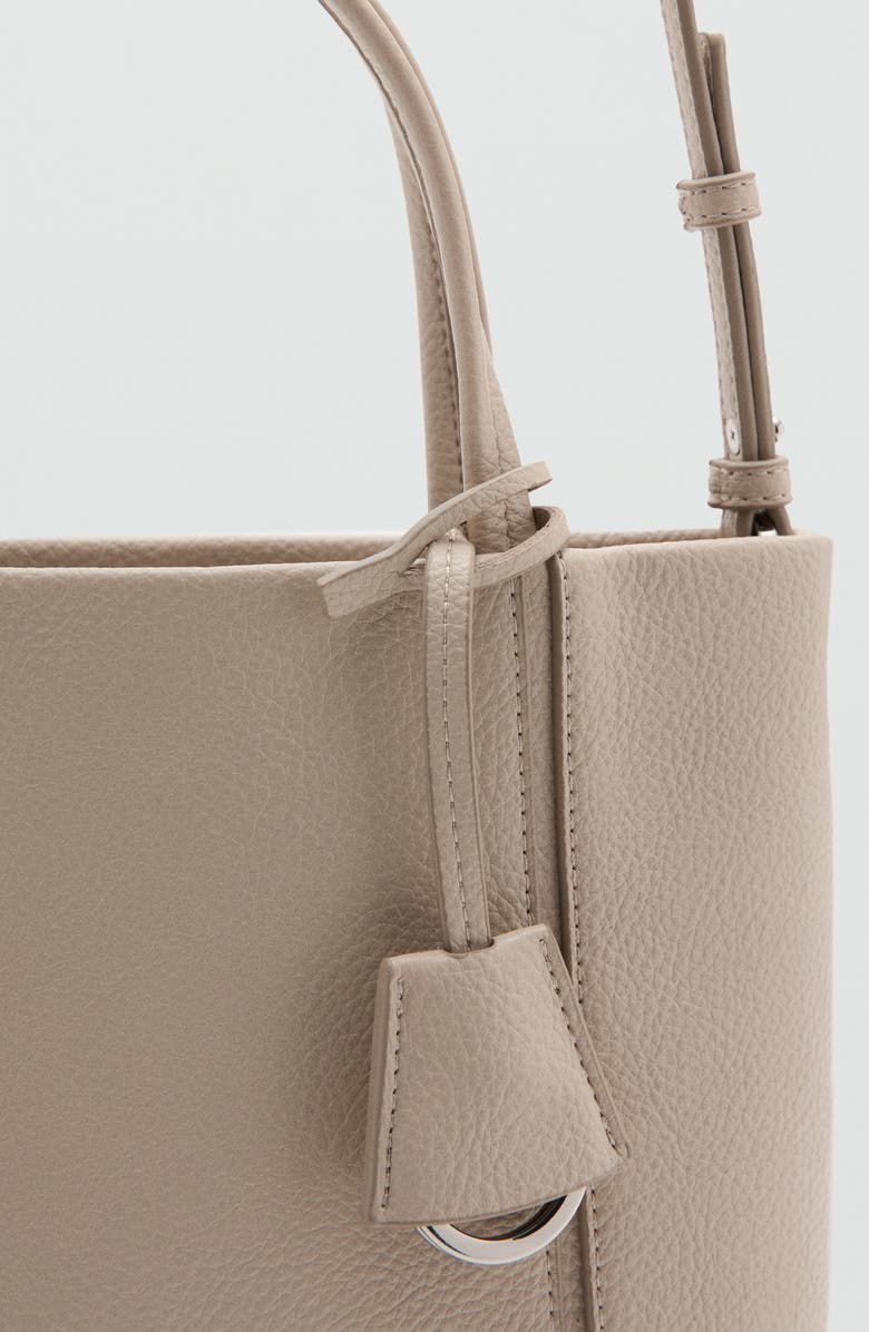 MANGO Mini Faux Leather Tote, Alternate, color, Off White
