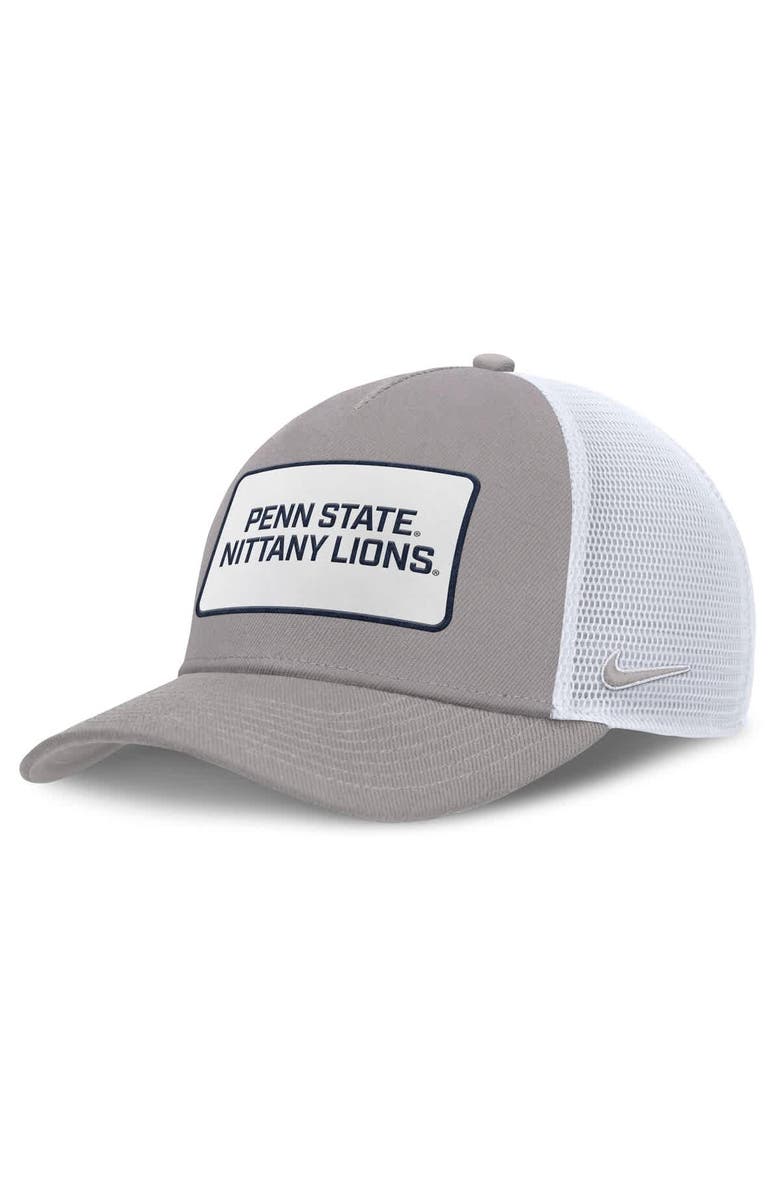 Nike Men's Nike Gray/White Penn State Nittany Lions 2025 On-Field Rise Patch Trucker Adjustable Hat, Main, color, Gray