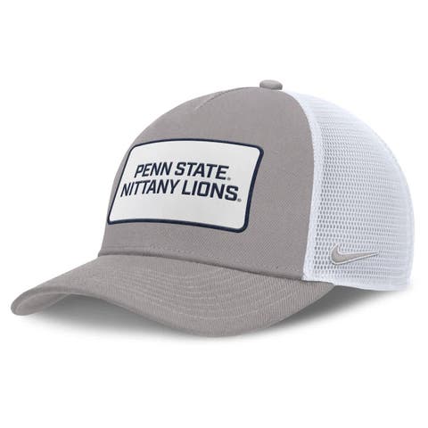 Men's Nike Gray/White Penn State Nittany Lions 2025 On-Field Rise Patch Trucker Adjustable Hat