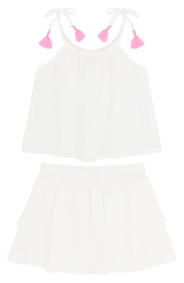Feather 4 Arrow Kids' Cha Cha Cha Cotton Camisole & Tiered Skirt Set, Main, color, White