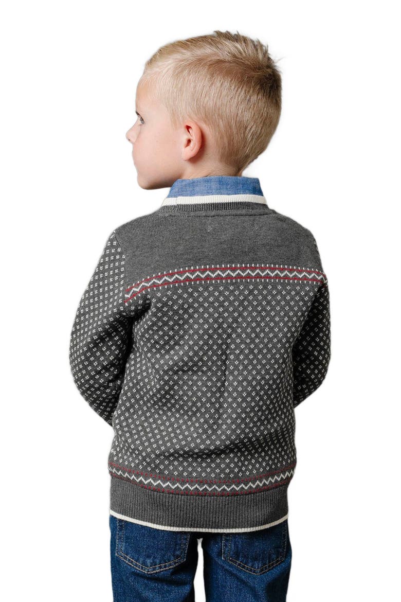 Boys' Organic Intarsia Crew Neck Sweater, Kids, Alternate, color, Charcoal Heather Birdseye