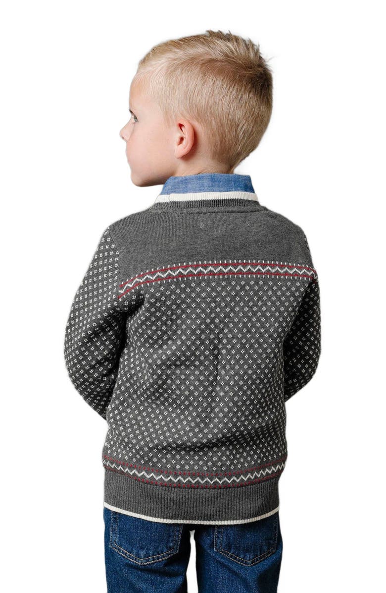 Hope & Henry Boys' Organic Intarsia Crew Neck Sweater, Kids, Alternate, color, Charcoal Heather Birdseye