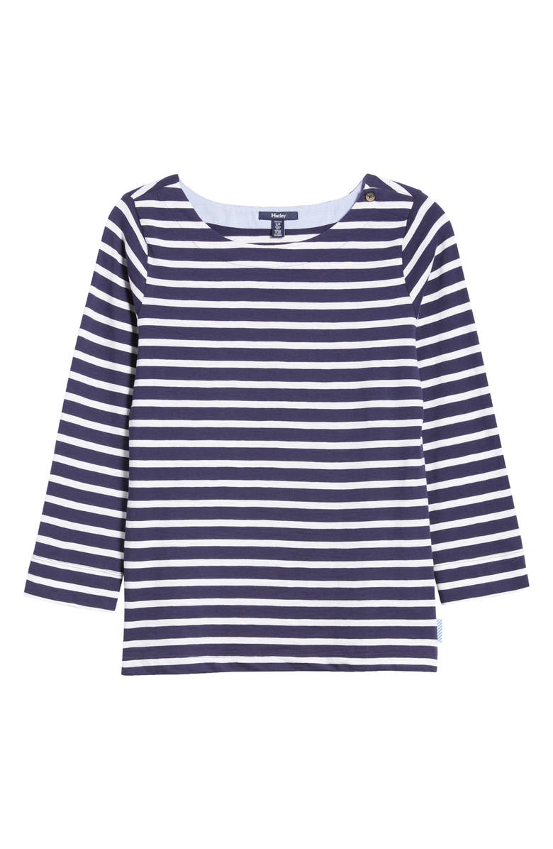 Hatley Breton Stripe Three-Quarter Sleeve Jersey Top, Alternate, color, 