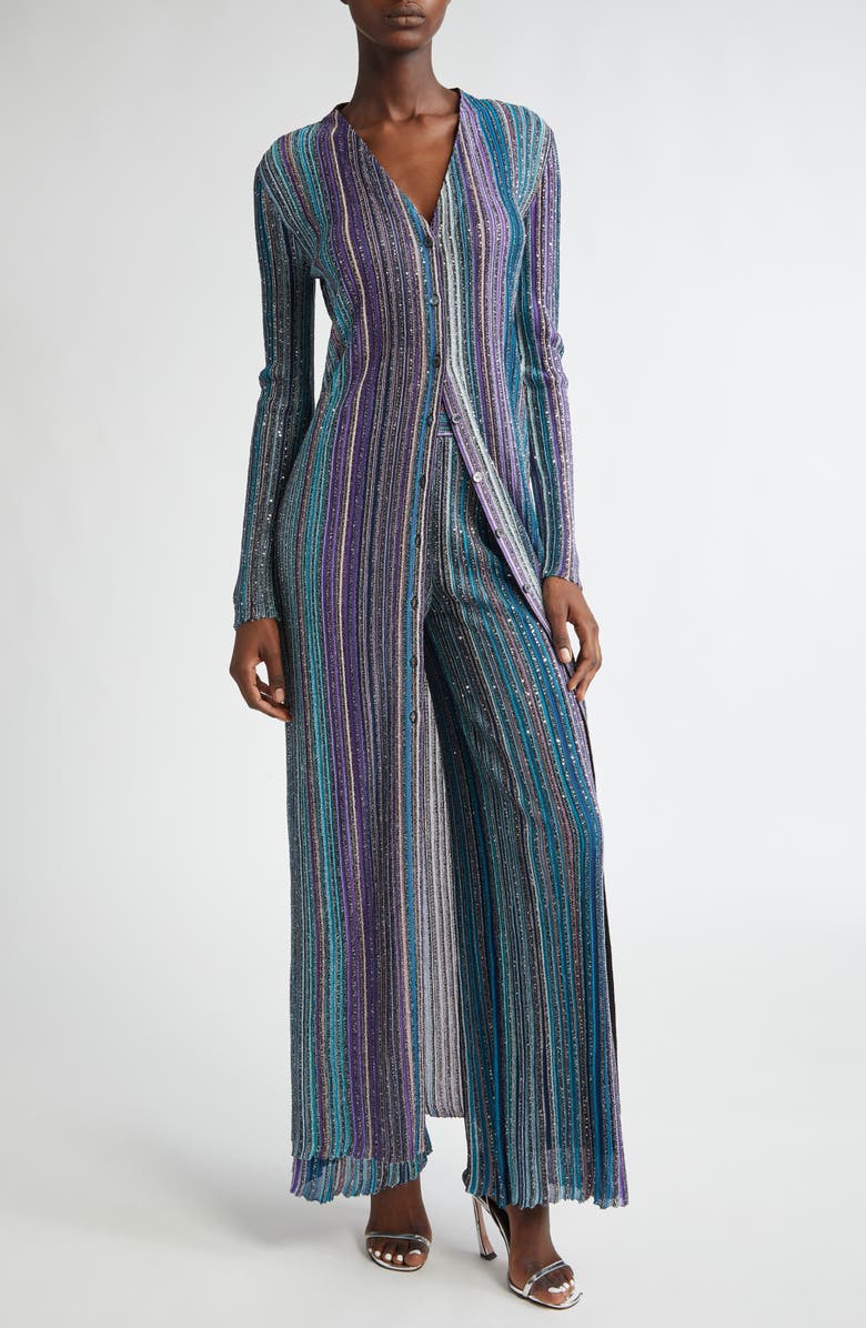 Missoni Sequin Metallic Stripe Longline Cardigan | Nordstrom