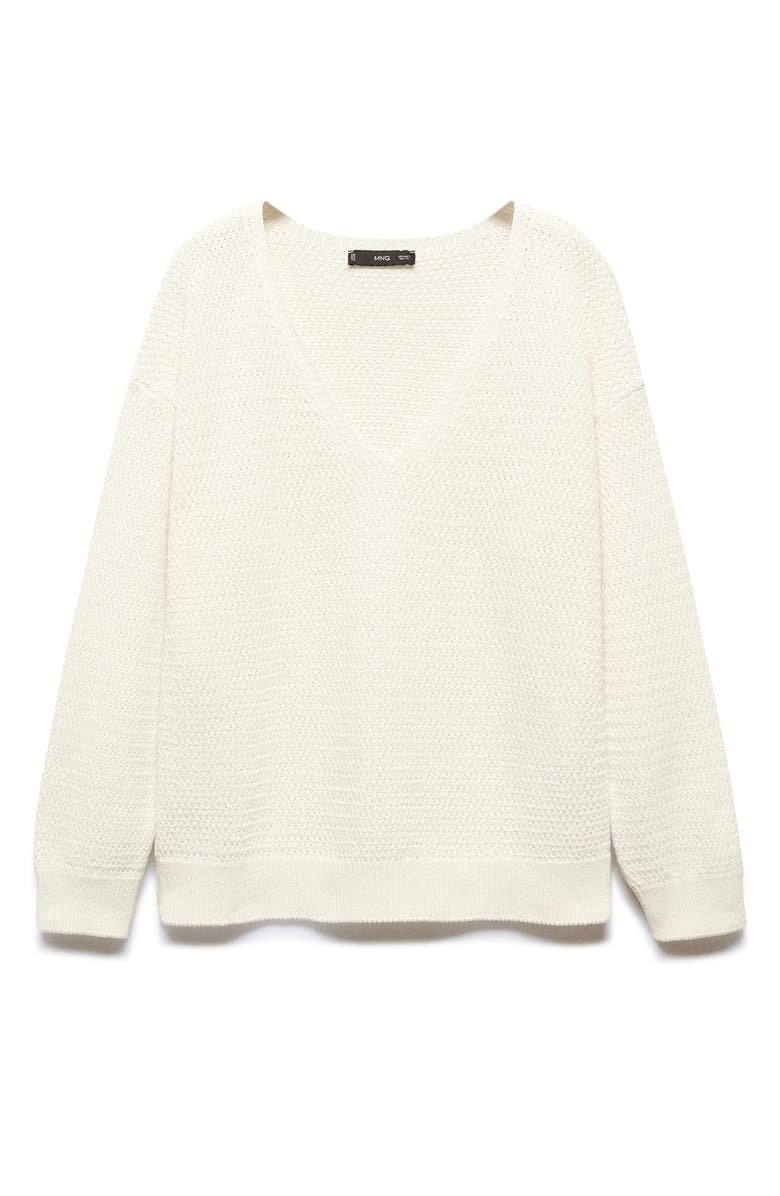MANGO V-Neck Cotton Blend Sweater, Alternate, color, 