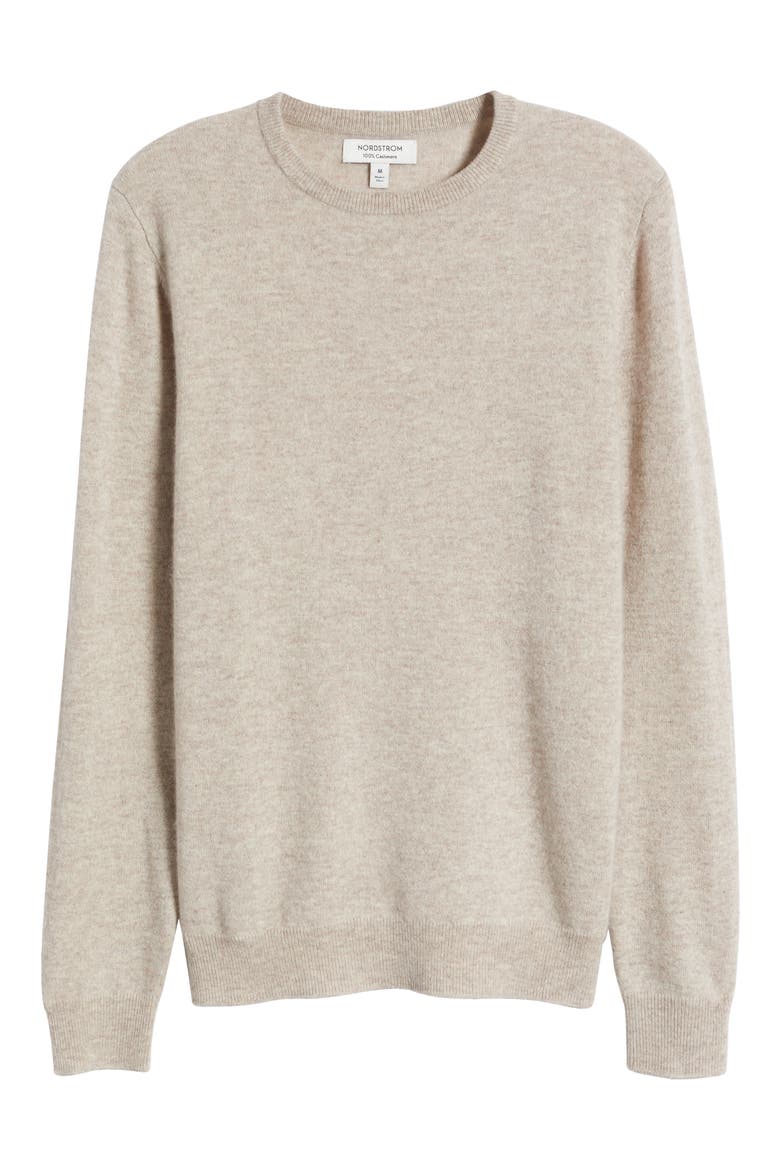 Cashmere Crewneck Sweater, Alternate, color, TAN OXFORD HEATHER