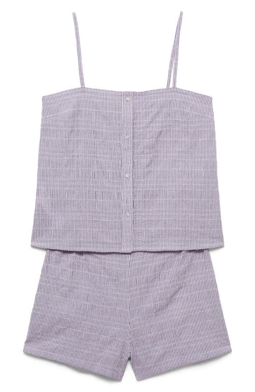 Mango Seersucker Stripe Cotton Pajama Set Lilac In Lilac