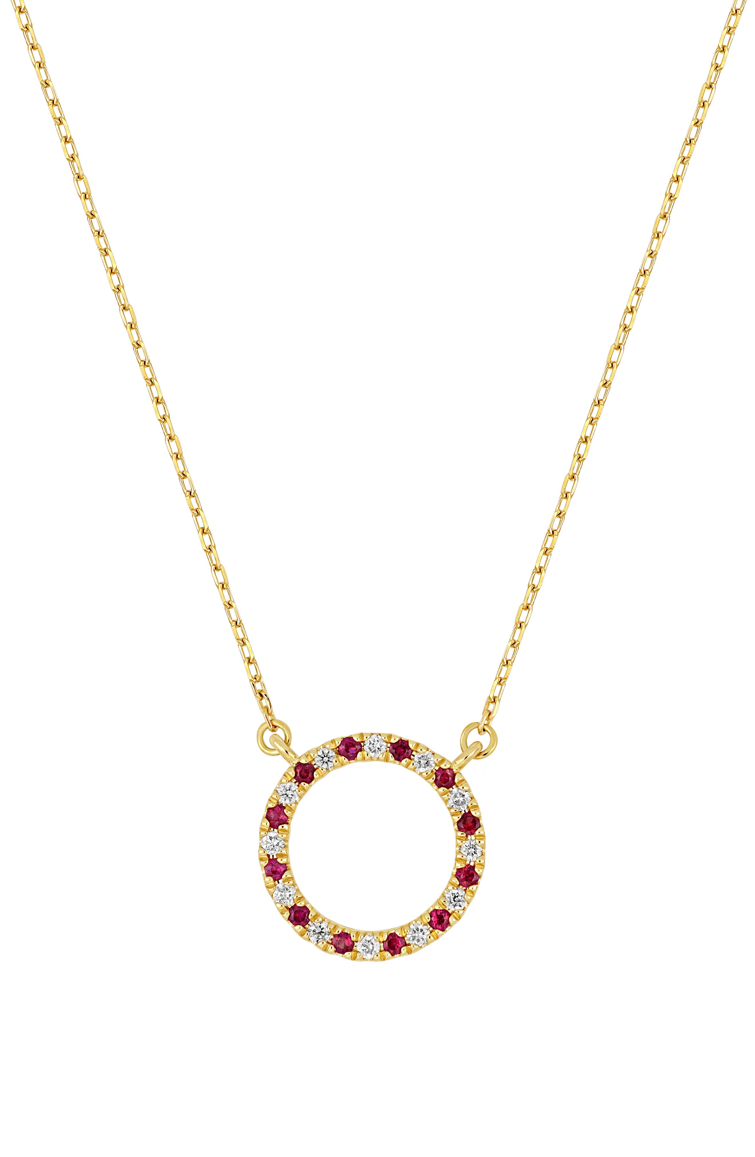 El Mar 18k Gold Ruby and Diamond Pendant Necklace