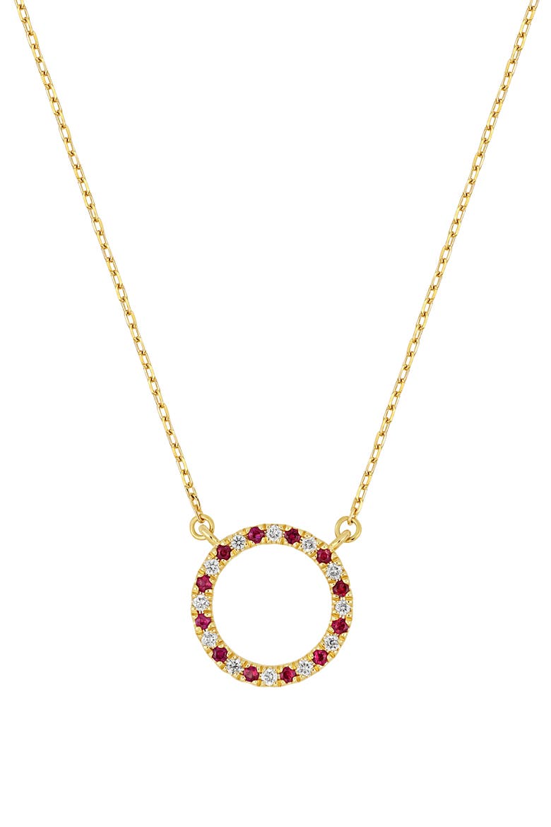 El Mar 18k Gold Ruby and Diamond Pendant Necklace, Main, color, 18KY