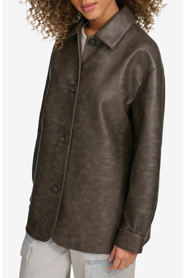 Oversize Faux Leather Relaxed Jacket, Alternate, color, ASH