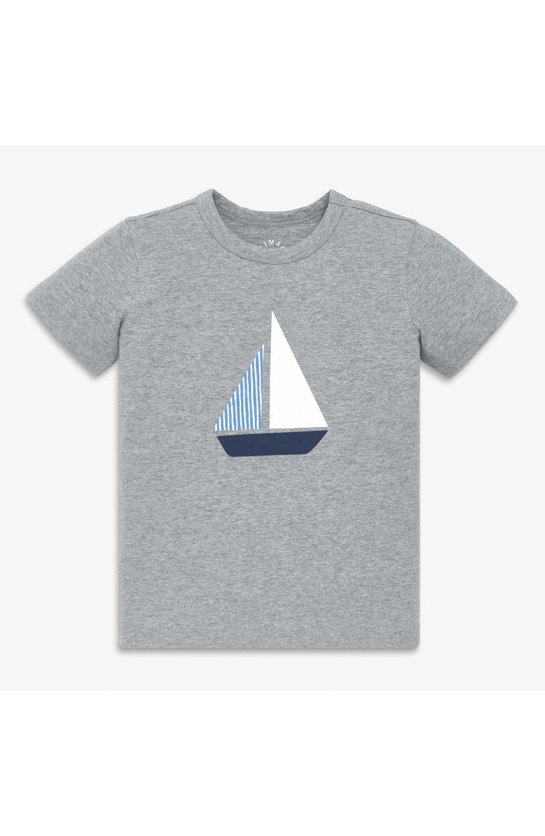 Primary Kids Sailboat Tee, Main, color, Heather Grey Sailboat
