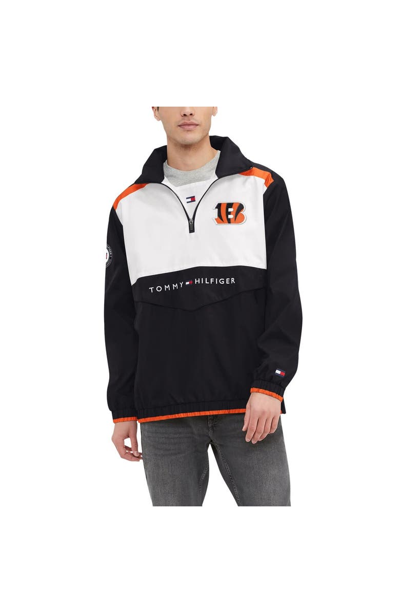 Tommy Hilfiger Men's Tommy Hilfiger Black/White Cincinnati Bengals Carter Half-Zip Hooded Top, Alternate, color, 