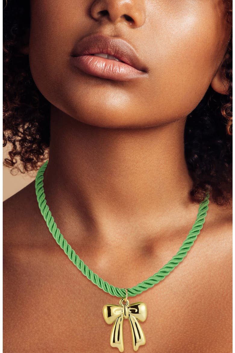 Bow Pendant Cord Necklace, Alternate, color, GOLD