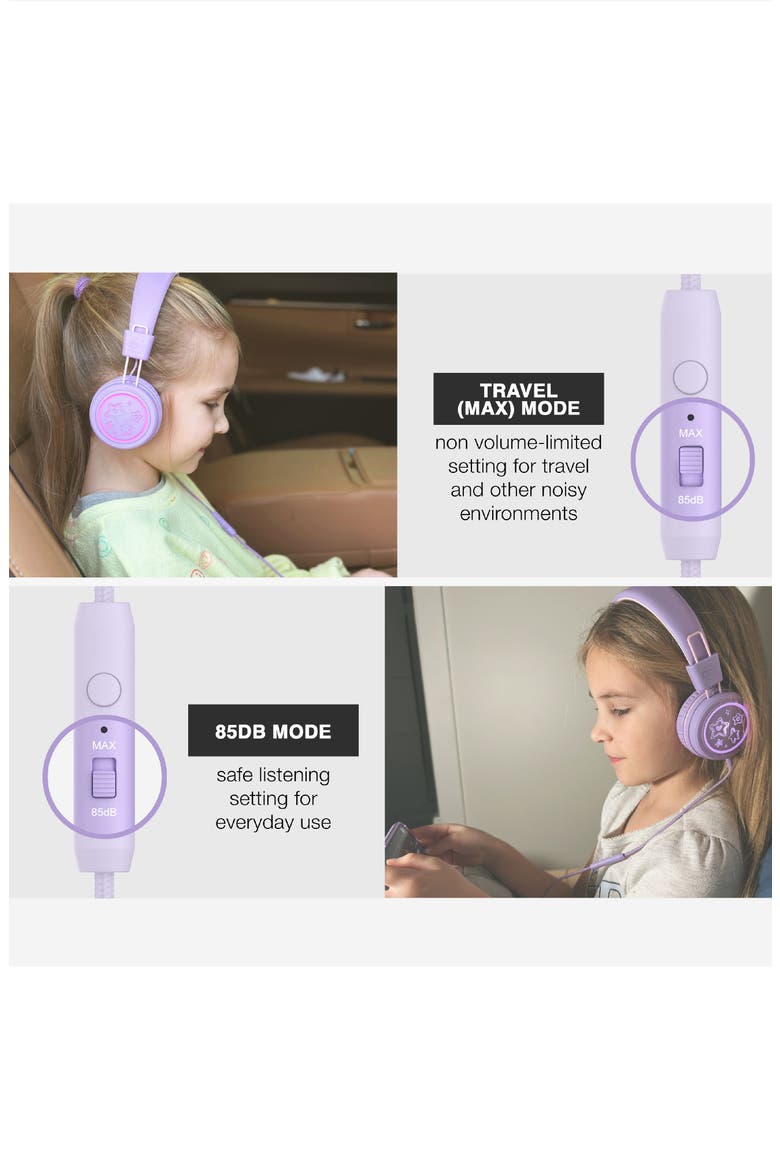 KidJamz KJ55U USB-C Kid's Headphones w/ LED Lights, Alternate, color, Lavender