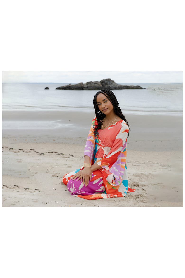Floral Kaftan, Alternate, color, PINK COMBO