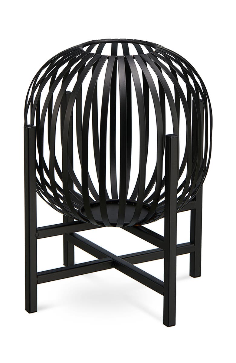 Glitzhome Metal Woven Edison Bulb Solar Powered Outdoor Lantern with Stand, Alternate, color, Black