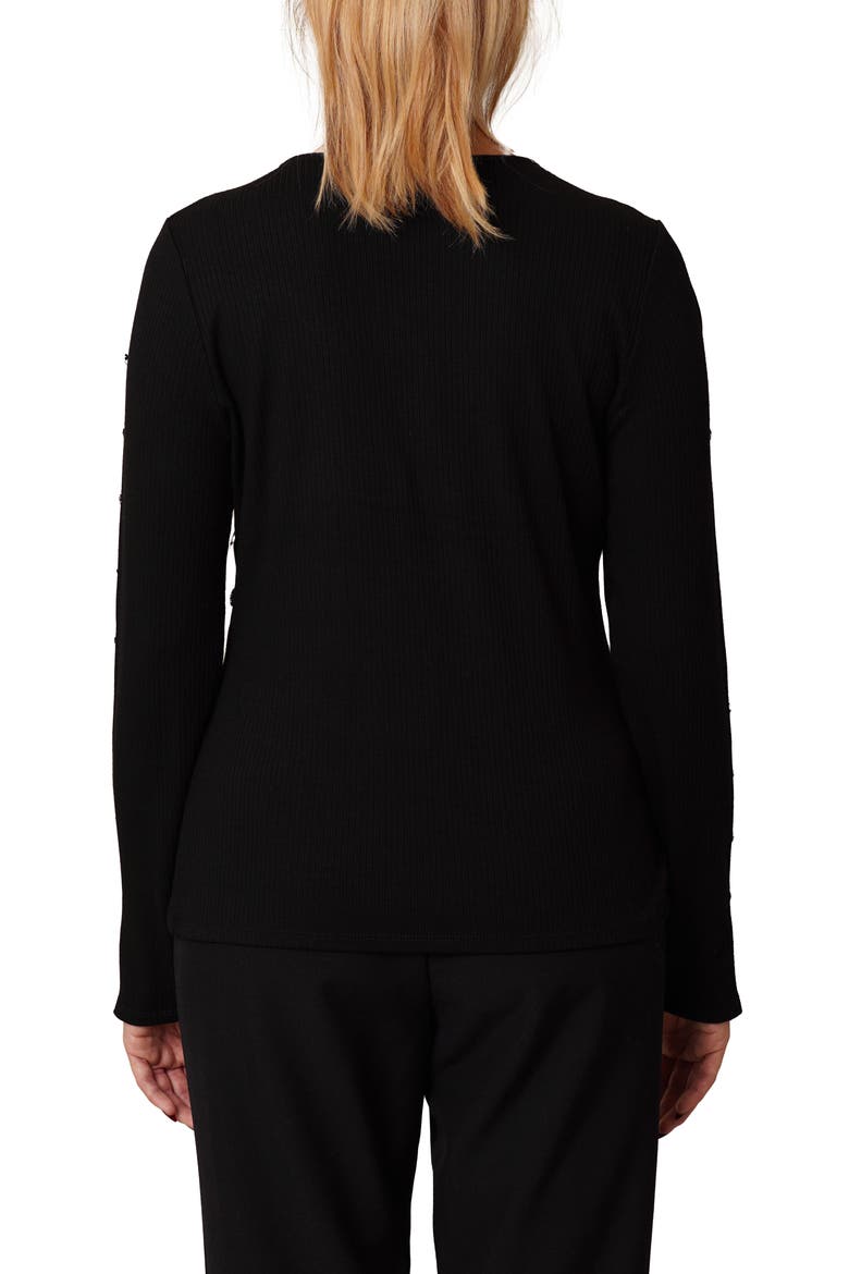 Keyhole Long Sleeve Top, Alternate, color, BLACK