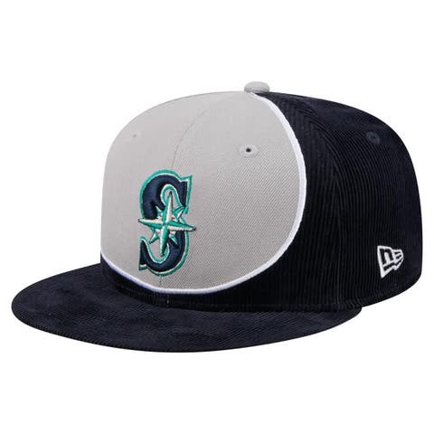 Men's New Era Navy/Gray Seattle Mariners Retro Split Corduroy Snapback Hat