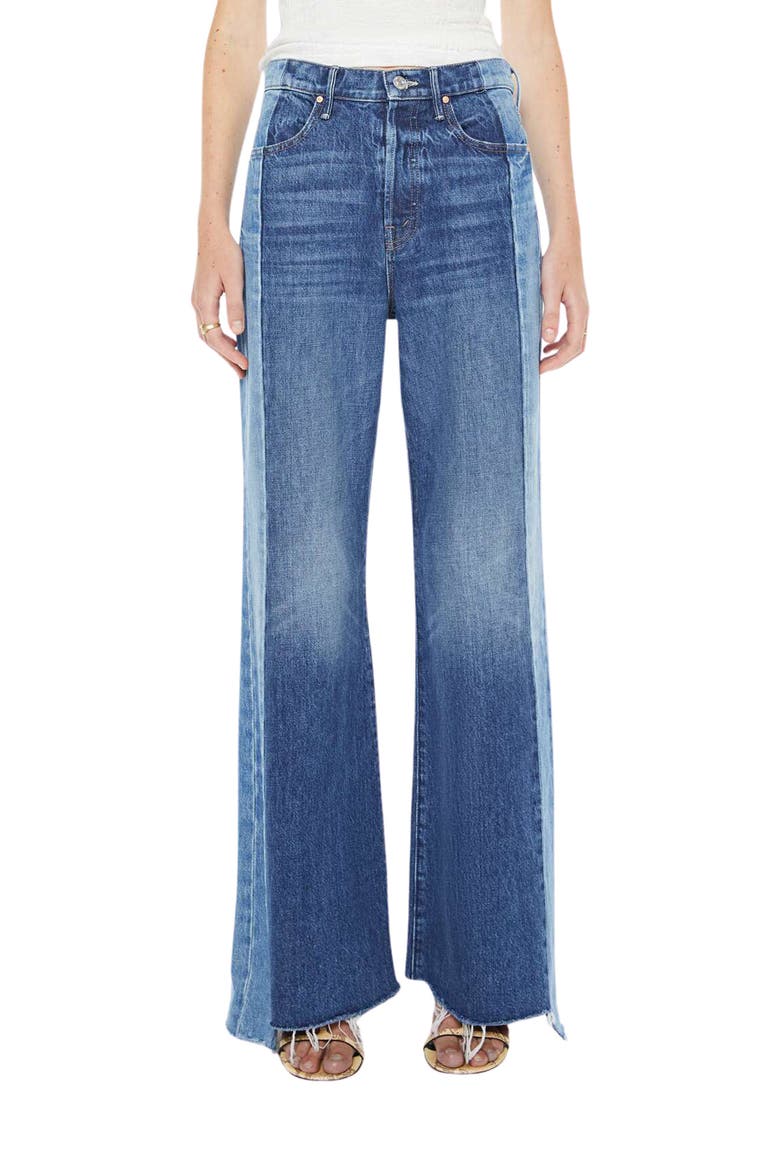 The Tux Sidestepper Sneak Frayed High Waist Bootcut Jeans, Main, color, DOUBLE TAKE