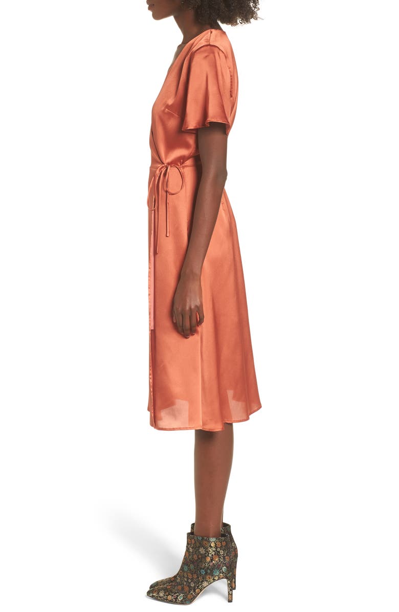 J.O.A. Satin Wrap Dress, Alternate, color,