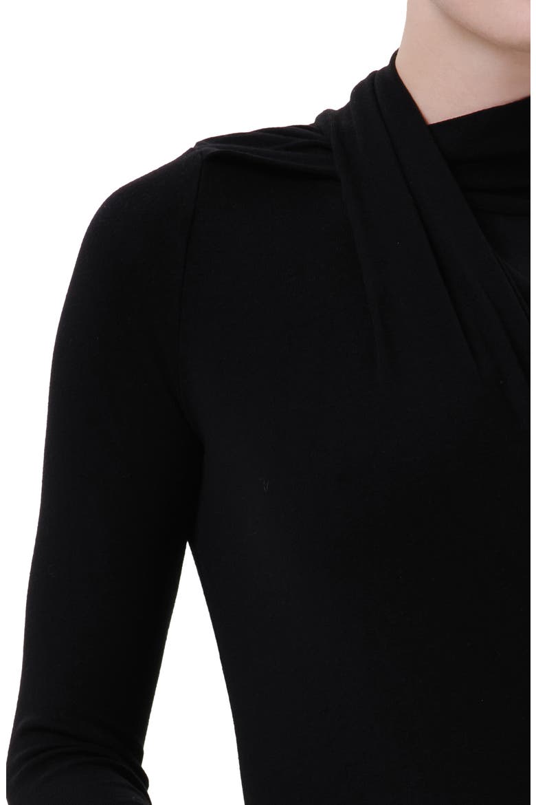 Sculptural Long Sleeve Bodysuit, Alternate, color, BLACK