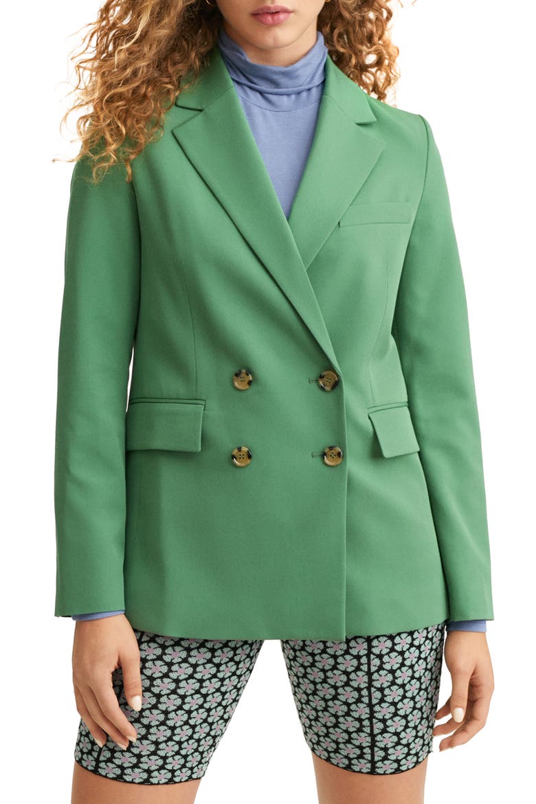 Double Breasted Blazer, Main, color, GREEN
