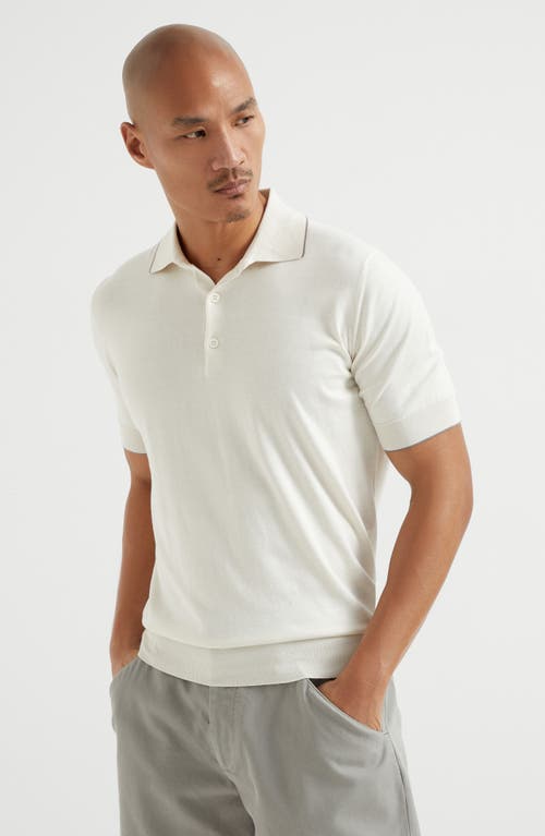 Brunello Cucinelli Cotton Polo Shirt In Ecru