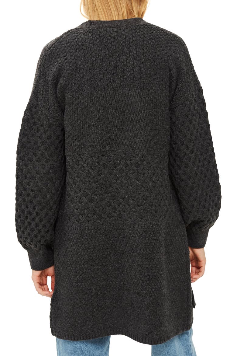 Honeycomb Sleeve Oversize Cardigan, Alternate, color, CHARCOAL