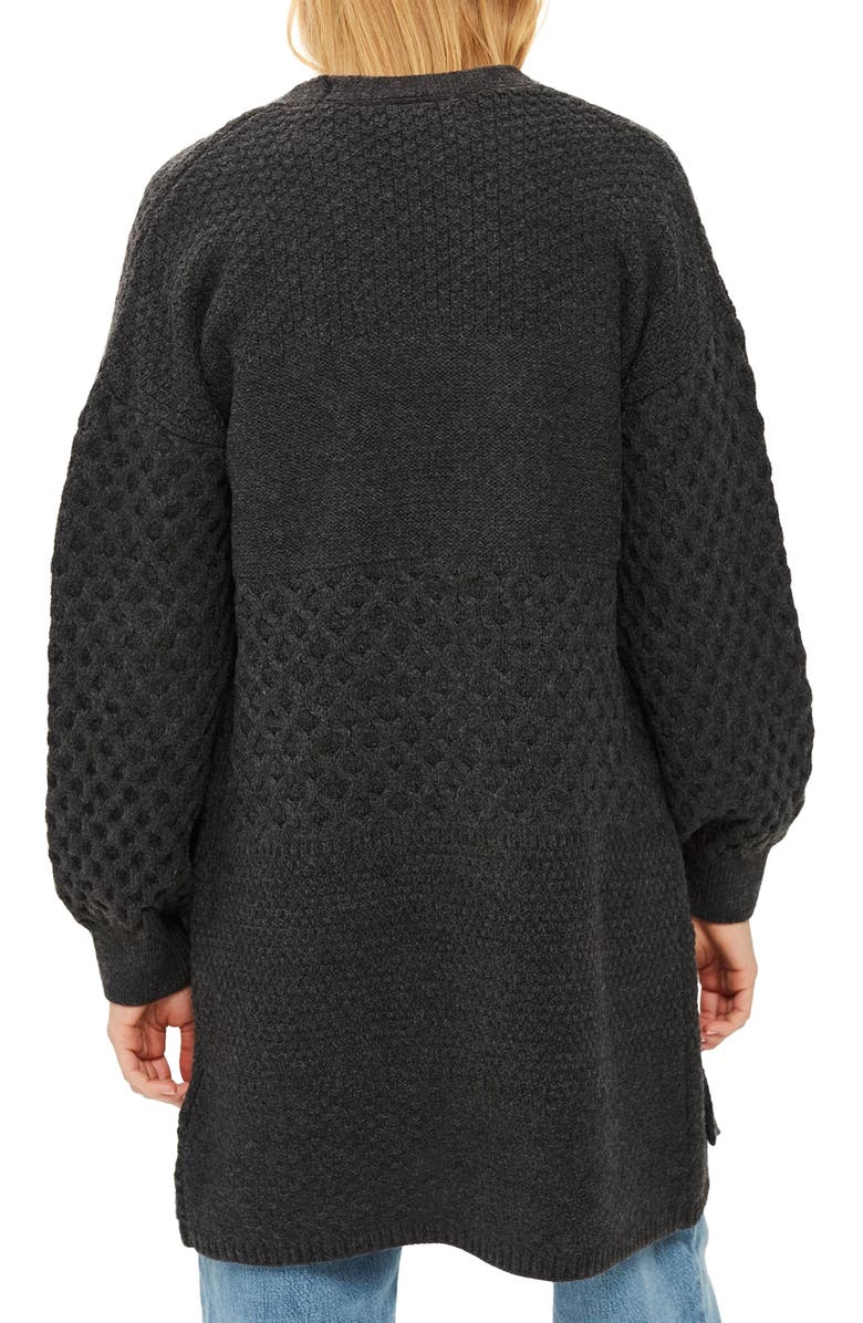 Topshop Honeycomb Sleeve Oversize Cardigan, Alternate, color,