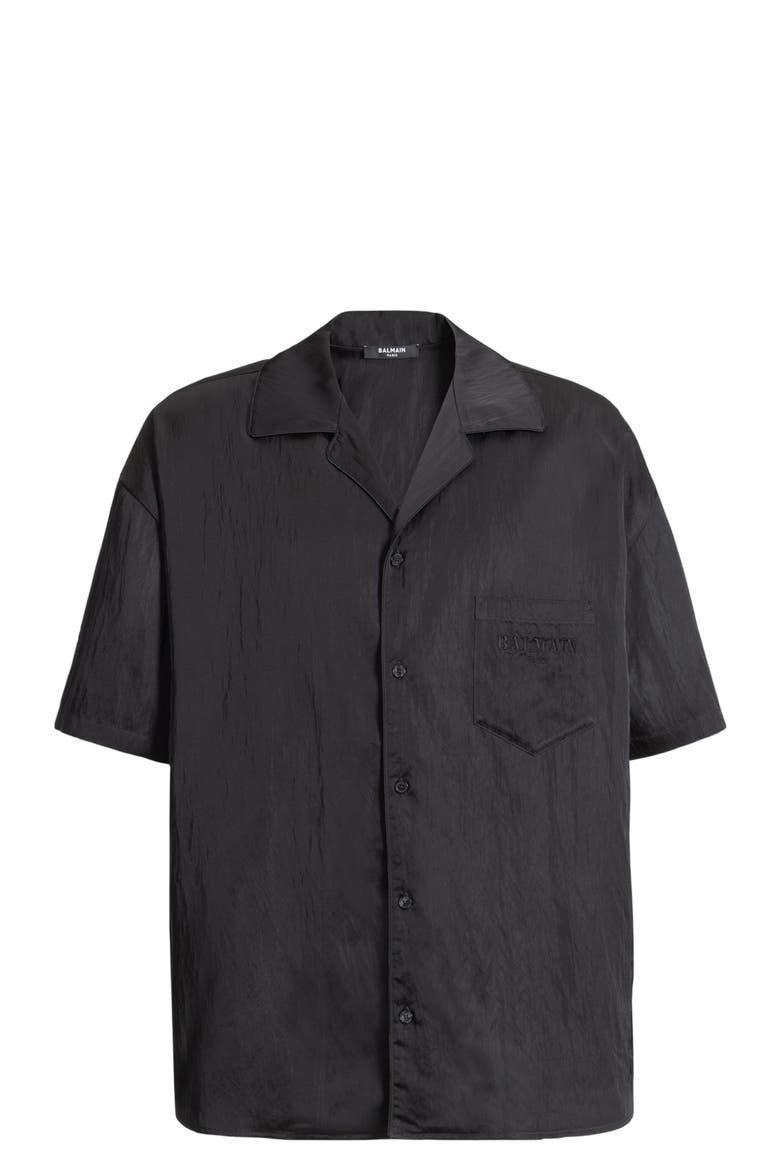 Paris shirt in textured nylon, Alternate, color, black