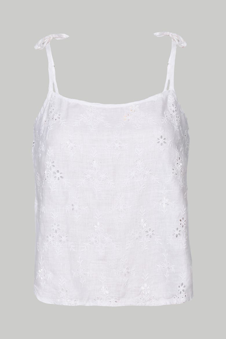 Tie-up Embroidered Camisole Top, Alternate, color, White Embroidered