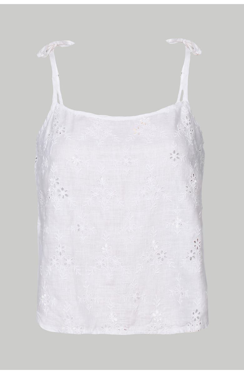 Reistor Tie-up Embroidered Camisole Top, Alternate, color, White Embroidered