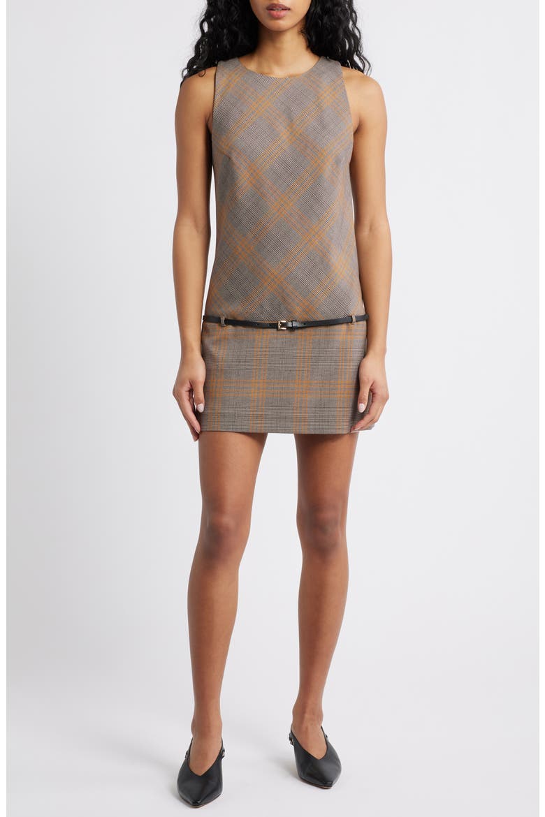 Paloma Belted Sleeveless Dress, Main, color, BROWN