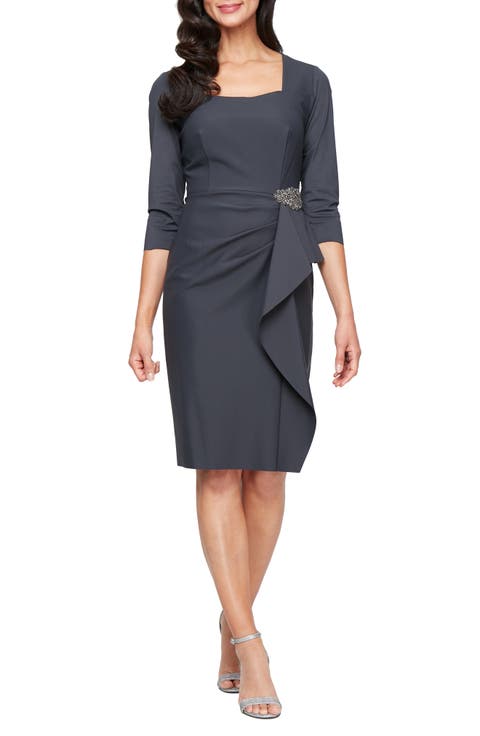 Contour Collection Bead Detail Cascade Ruffle Sheath Dress