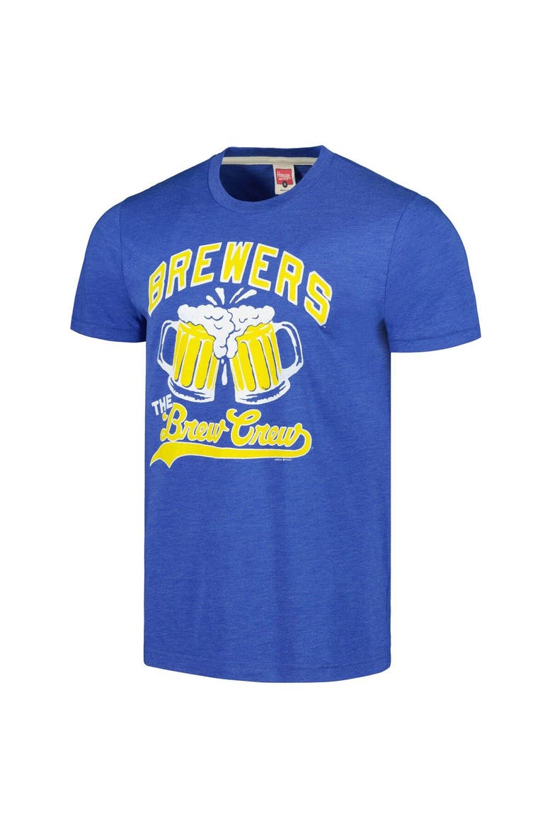 Men's Homage Royal Milwaukee Brewers Doodle Collection The Brew Crew Tri-Blend T-Shirt, Alternate, color, Royal